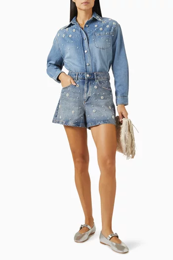 Bead-embroidered Shirt in Denim