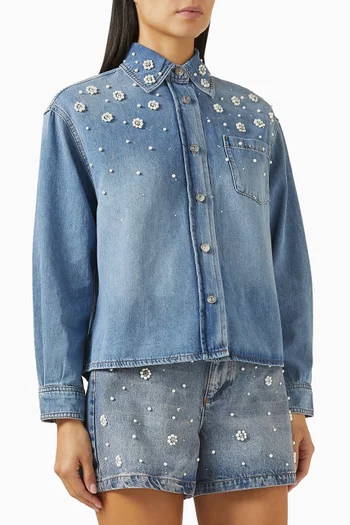 Bead-embroidered Shirt in Denim