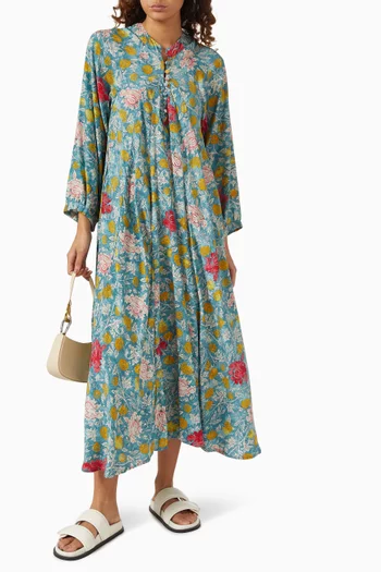 Fiore Printed Maxi Dress in Rayon