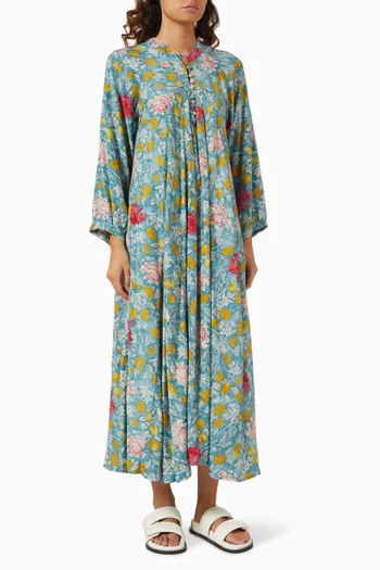 Fiore Printed Maxi Dress in Rayon