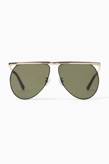 x Linda Farrow Mina Avaitor Sunglasses in Stainless Steel