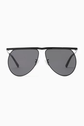 x Linda Farrow Mina Avaitor Sunglasses in Stainless Steel