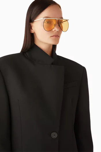 x Linda Farrow Mina Avaitor Sunglasses in Stainless Steel