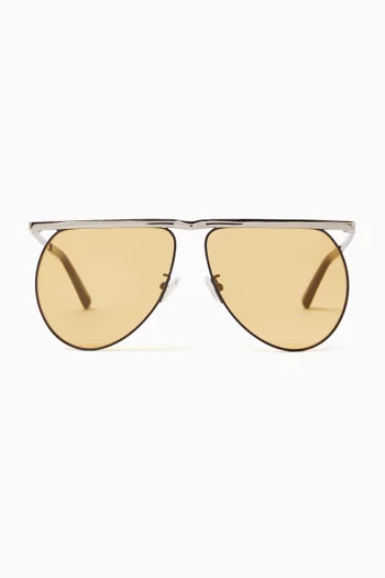 x Linda Farrow Mina Avaitor Sunglasses in Stainless Steel