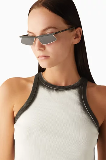 x Linda Farrow Aria Cat Eye Sunglasses in Stainless Steel