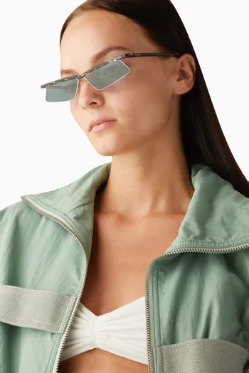 x Linda Farrow Aria Cat Eye Sunglasses in Stainless Steel