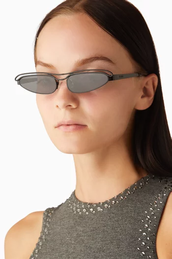 x Linda Farrow Norma Cat Eye Sunglasses in Stainless Steel