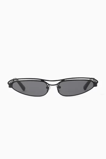 x Linda Farrow Norma Cat Eye Sunglasses in Stainless Steel