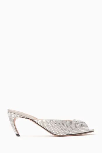 Ada 65 Crystal-embellished Mule Sandals in Satin