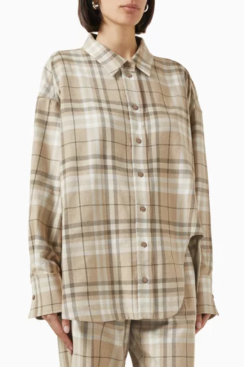 Oversized Checked Shirt in Cotton Blend