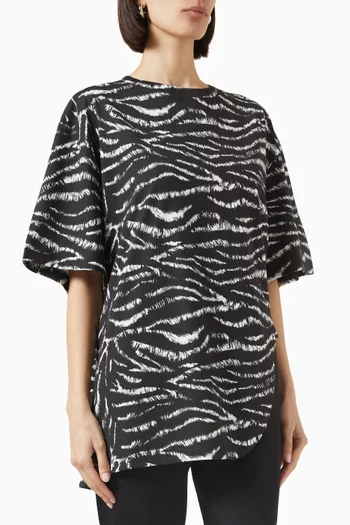 Zebra-print Oversized T-shirt in Cotton-jersey