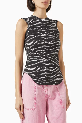 Reese Zebra-print Tank Top in Cotton
