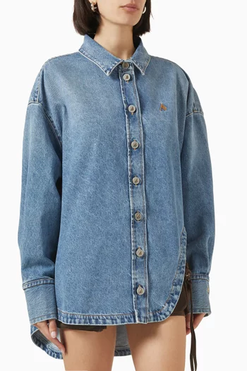 Embroidered-Logo Shirt in Denim