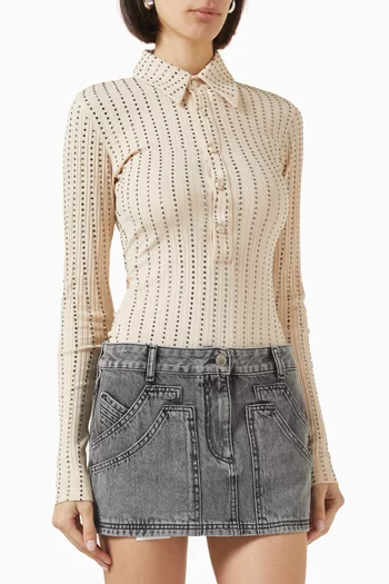 Rhinestone-embellished Polo Shirt in Cotton