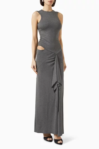 Rhinestone-embellished Maxi Dress in Cotton
