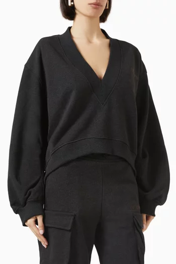 V-neck Sweatshirt in Cotton
