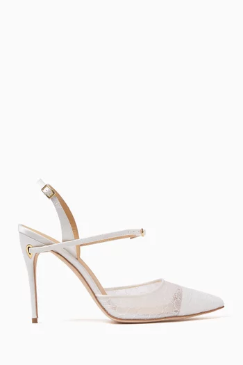 Vittorio 105 Slingback Pumps in Lace and Satin