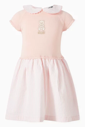 Teddy Bear Logo Dress in Cotton