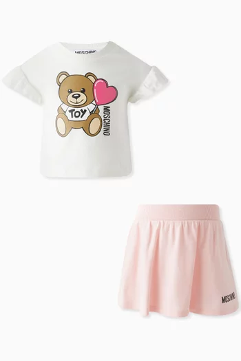 Baby Teddy T-shirt & Skirt Set in Cotton