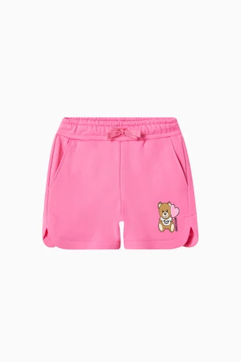 Teddy Heart Logo Shorts in Cotton Jersey