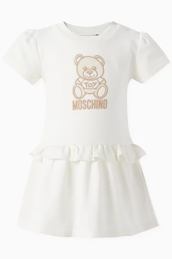 Teddy Bear Logo Dress in Cotton
