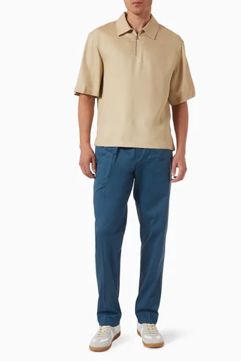 Zip Polo Shirt in Lyocell-blend