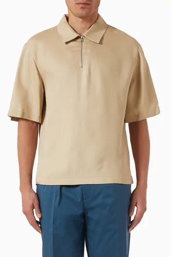 Zip Polo Shirt in Lyocell-blend