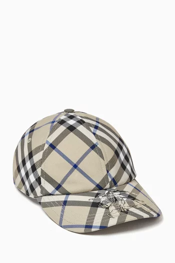 Equestrian Knight Check Cap in Cotton