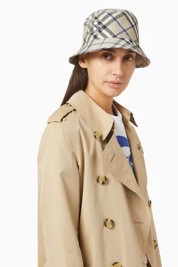 Equestrian Knight Check Bucket Hat in Cotton
