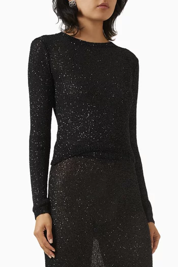 Fitted Sequin-embellished Sweater in Viscose-knit