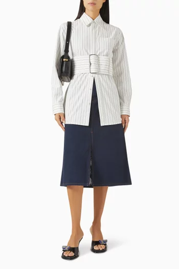 Striped Belted Shirt in Cotton