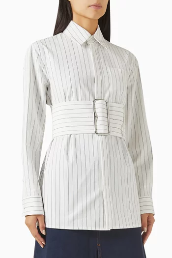 Striped Belted Shirt in Cotton