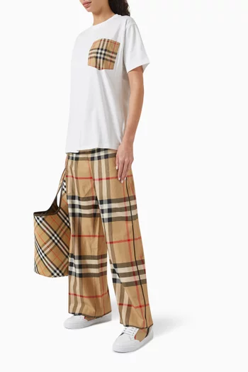 Vintage Check Wide-leg Pants in Cotton