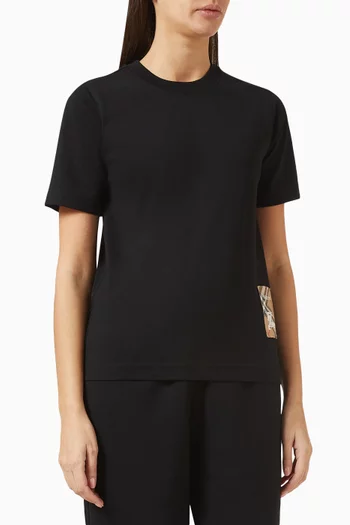 Check-patch T-shirt in Cotton