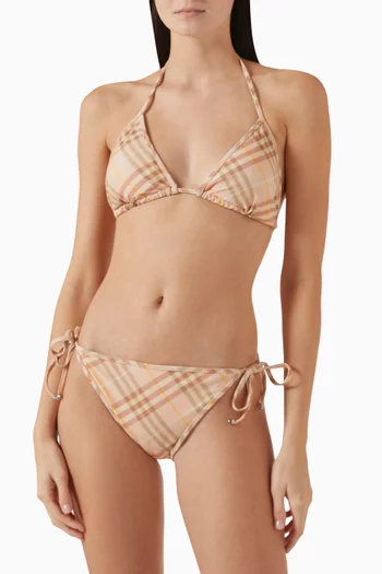 Check-print Bikini Top