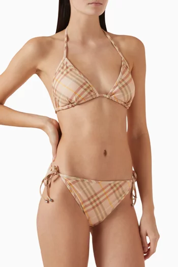 قطعة بيكيني سفلية بنقشة مربعات