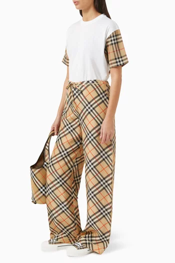 Check-sleeve T-shirt in Cotton