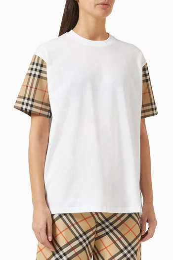 Check-sleeve T-shirt in Cotton