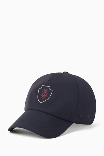 Logo Crest Baseball Cap in Canvas
