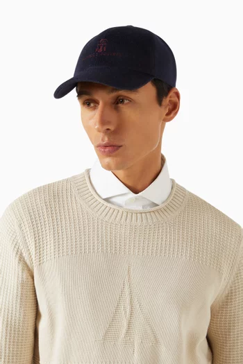 Logo Baseball Cap in Wool-blend