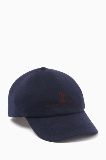Logo Baseball Cap in Wool-blend
