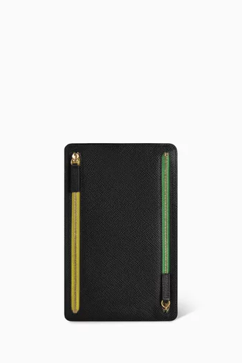 حافظة بسحّابات متعددة جلد بنقشة باناما