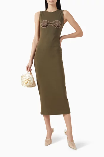 Crochet-bra Midi Dress in Cotton-blend