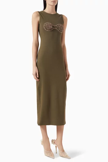 Crochet-bra Midi Dress in Cotton-blend
