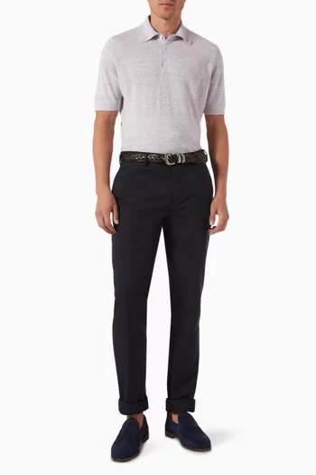 Polo Sweater in Linen-blend Knit