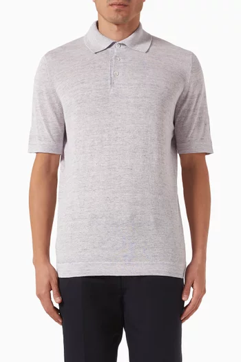 Polo Sweater in Linen-blend Knit