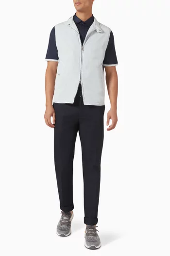 Faux-layering Polo Shirt in Silk & Cotton