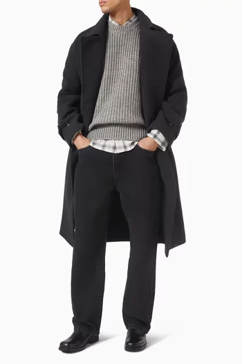 سترة بنسيج مضلع سميك مزيج صوف