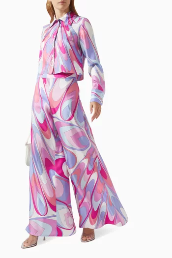 Onde-Print Pants in Silk-twill