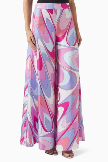 Onde-Print Pants in Silk-twill